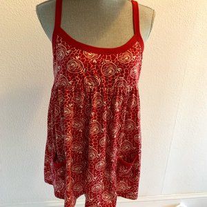 Mauve Pink & White Floral Design Sun Sleeveless Top XL